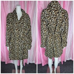 Delicates Leopard Heavyweight Fleece House Lounge Robe Size Large